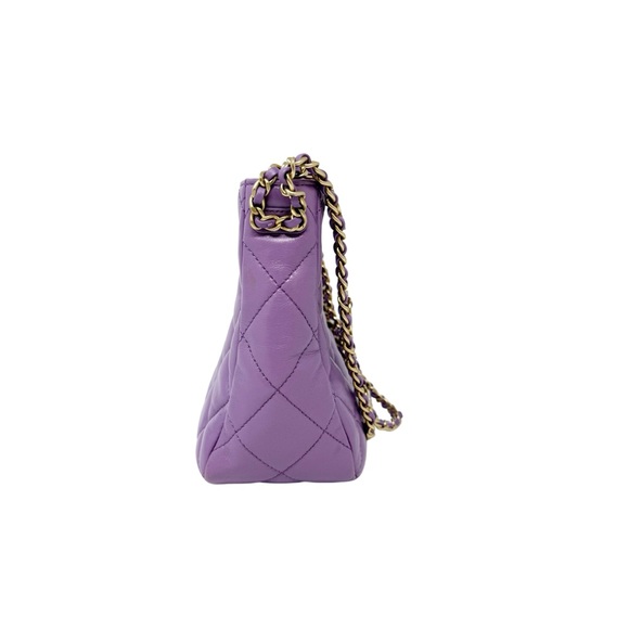 CHANEL Pick Me Up Hobo Small Logo Chain Lambskin Quilted Purple - Picture 5 of 16